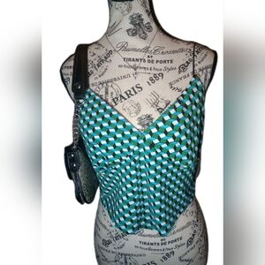 NWT Timing LA XL Green Geometric Handkerchief Cami